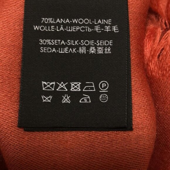 Auth GUCCI - Red Brown Red Wool Silk Scarf - Picture 8 of 10